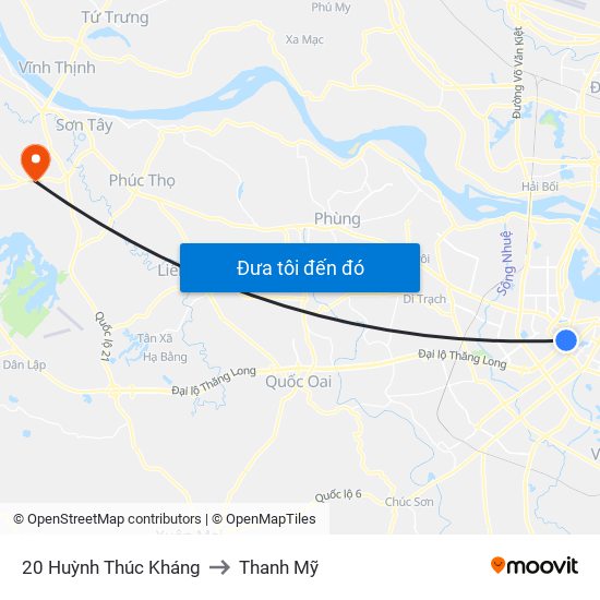 20 Huỳnh Thúc Kháng to Thanh Mỹ map