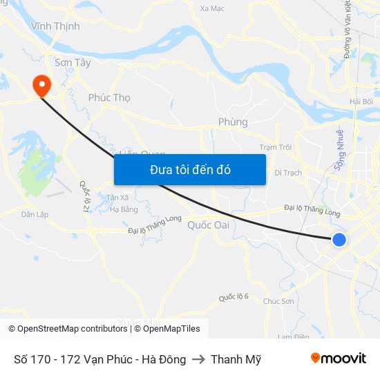 Số 170 - 172 Vạn Phúc - Hà Đông to Thanh Mỹ map