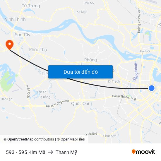 593 - 595 Kim Mã to Thanh Mỹ map