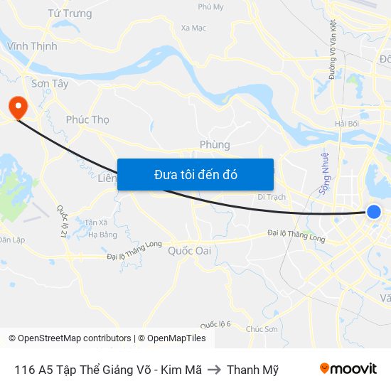 116 A5 Tập Thể Giảng Võ - Kim Mã to Thanh Mỹ map