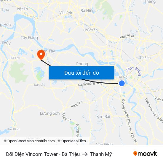 Đối Diện Vincom Tower - Bà Triệu to Thanh Mỹ map