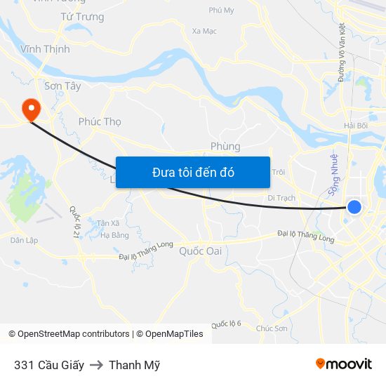 331 Cầu Giấy to Thanh Mỹ map