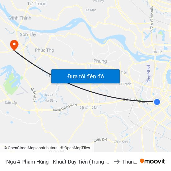 Ngã 4 Phạm Hùng - Khuất Duy Tiến (Trung Tâm Hội Nghị Quốc Gia) to Thanh Mỹ map