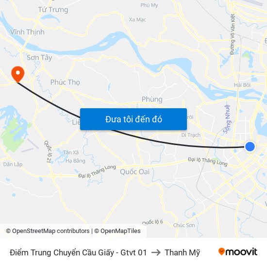 Điểm Trung Chuyển Cầu Giấy - Gtvt 01 to Thanh Mỹ map