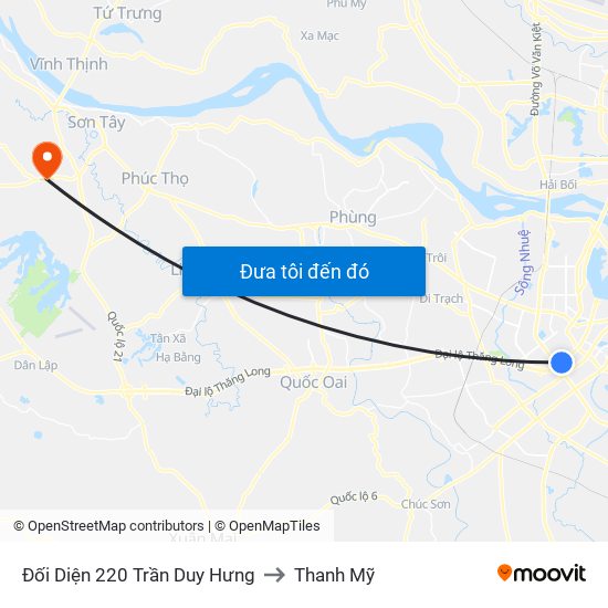 Đối Diện 220 Trần Duy Hưng to Thanh Mỹ map