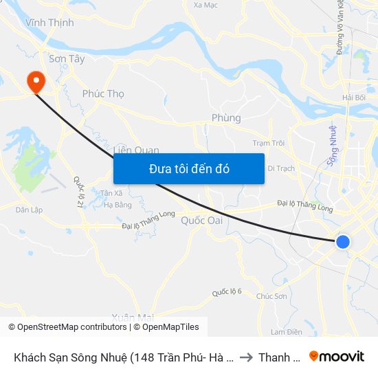 Khách Sạn Sông Nhuệ (148 Trần Phú- Hà Đông) to Thanh Mỹ map