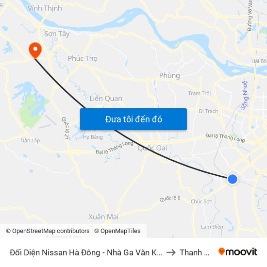 Đối Diện Nissan Hà Đông - Nhà Ga Văn Khê to Thanh Mỹ map