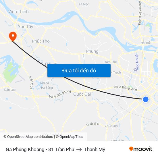 Ga Phùng Khoang - 81 Trần Phú to Thanh Mỹ map