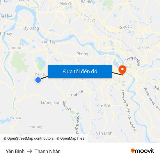 Yên Bình to Thanh Nhàn map