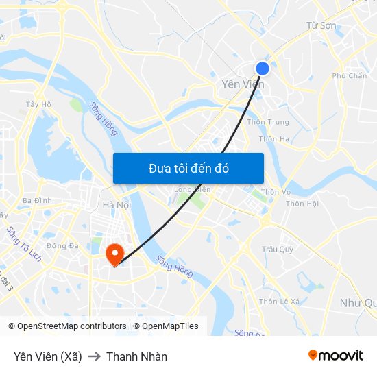 Yên Viên (Xã) to Thanh Nhàn map