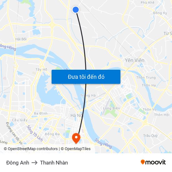 Đông Anh to Thanh Nhàn map