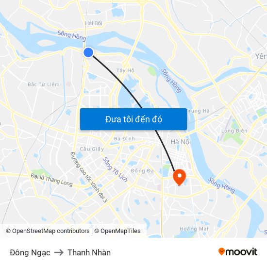 Đông Ngạc to Thanh Nhàn map