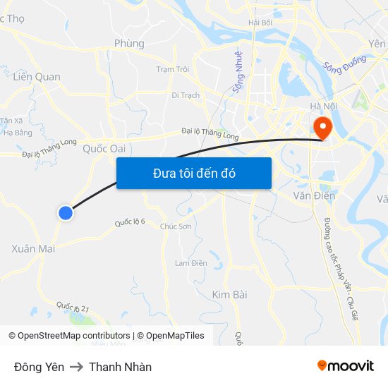 Đông Yên to Thanh Nhàn map