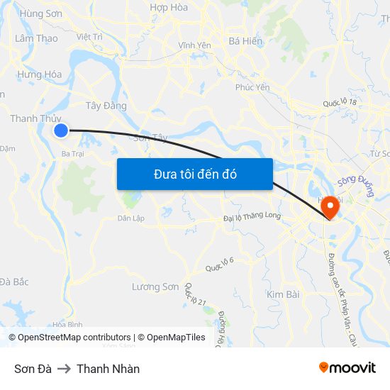 Sơn Đà to Thanh Nhàn map