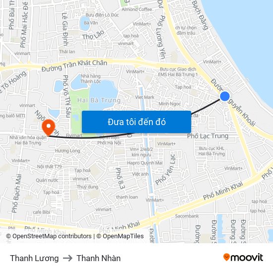Thanh Lương to Thanh Nhàn map