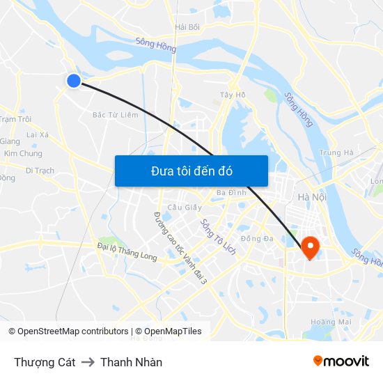 Thượng Cát to Thanh Nhàn map