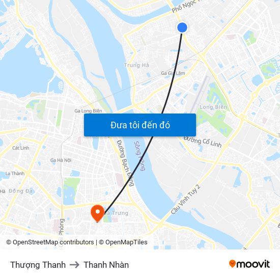 Thượng Thanh to Thanh Nhàn map