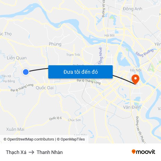 Thạch Xá to Thanh Nhàn map