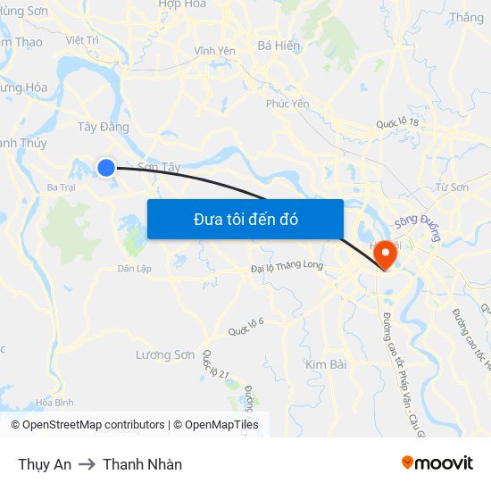 Thụy An to Thanh Nhàn map