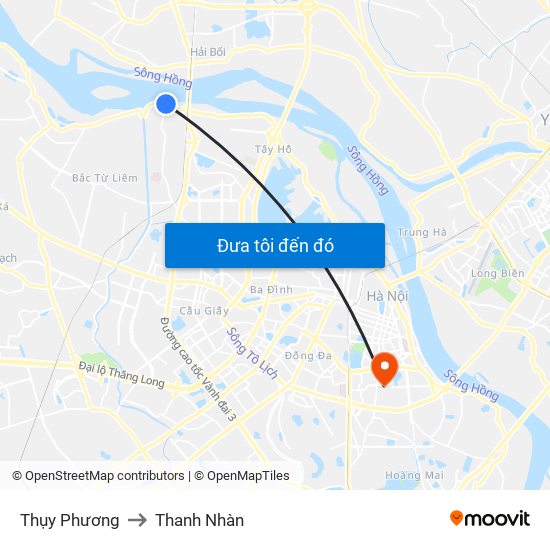 Thụy Phương to Thanh Nhàn map