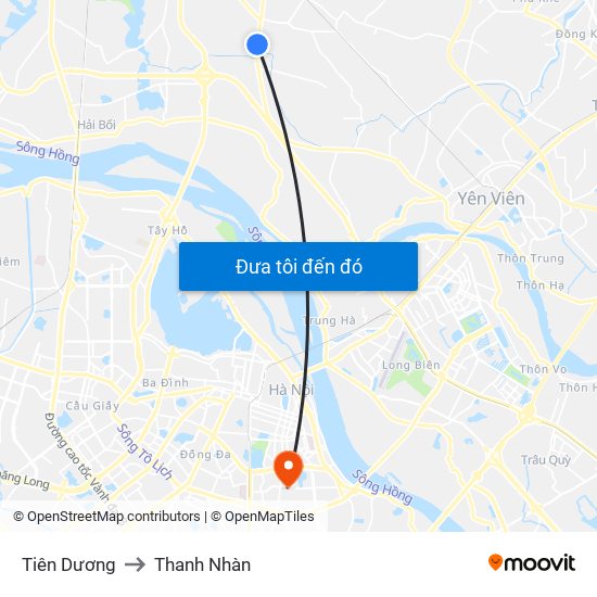Tiên Dương to Thanh Nhàn map