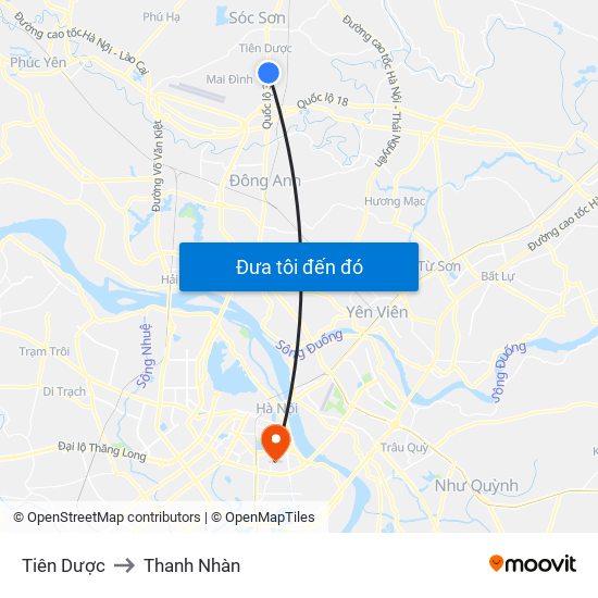 Tiên Dược to Thanh Nhàn map