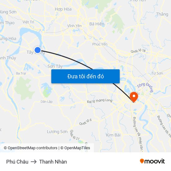 Phú Châu to Thanh Nhàn map