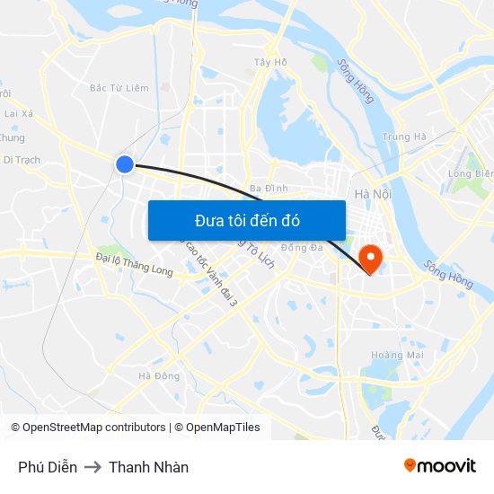 Phú Diễn to Thanh Nhàn map