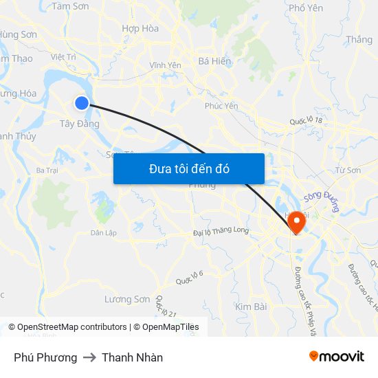 Phú Phương to Thanh Nhàn map