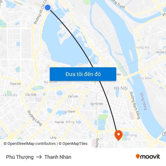 Phú Thượng to Thanh Nhàn map