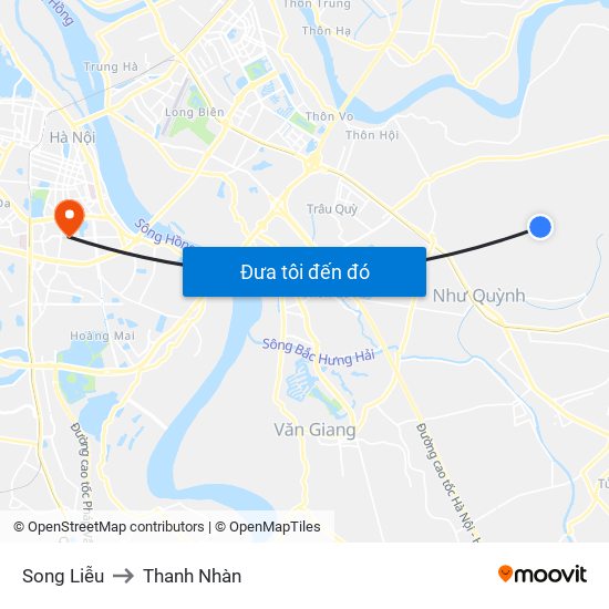 Song Liễu to Thanh Nhàn map