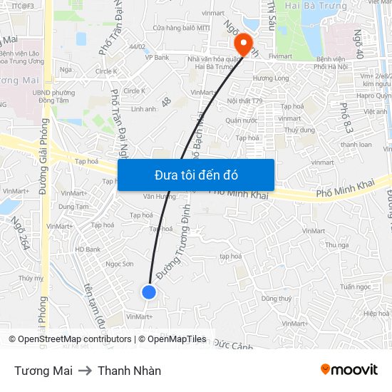 Tương Mai to Thanh Nhàn map