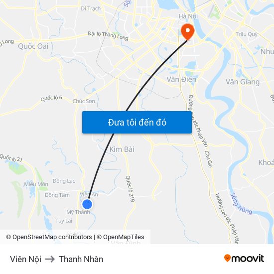 Viên Nội to Thanh Nhàn map