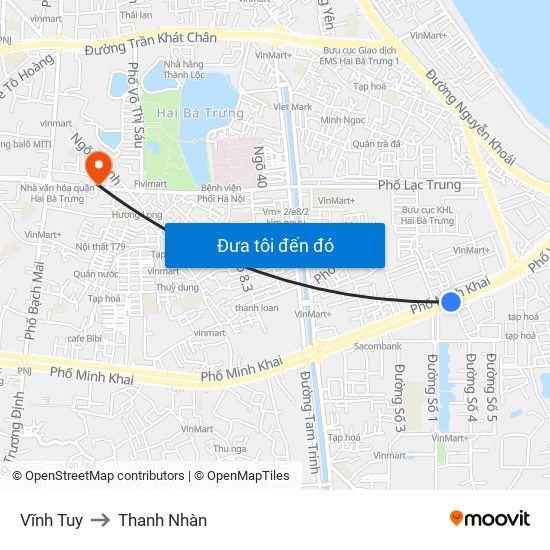 Vĩnh Tuy to Thanh Nhàn map