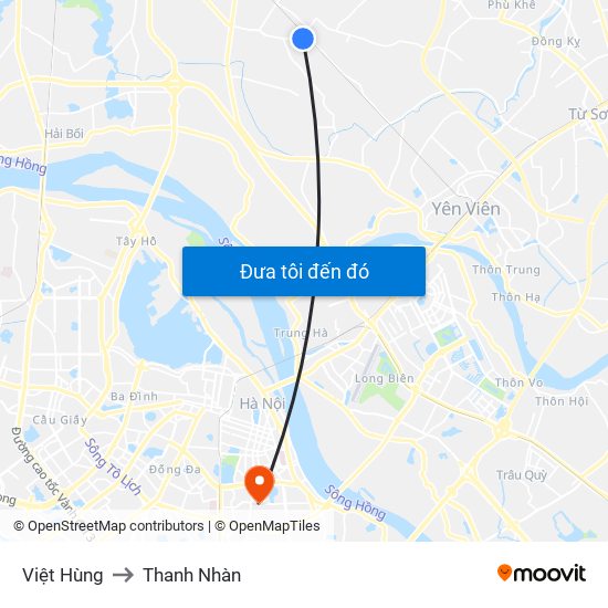 Việt Hùng to Thanh Nhàn map