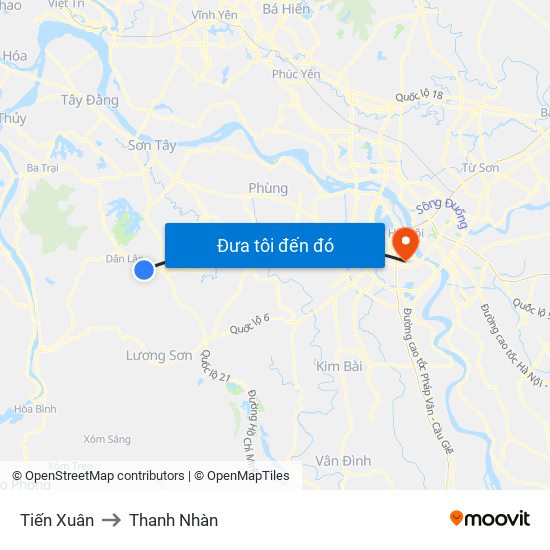 Tiến Xuân to Thanh Nhàn map