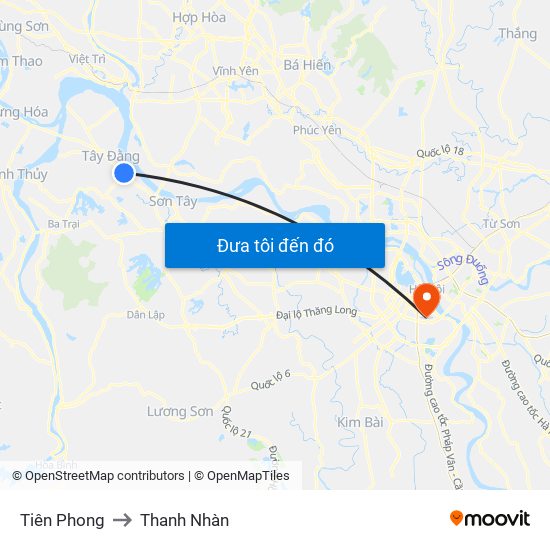 Tiên Phong to Thanh Nhàn map