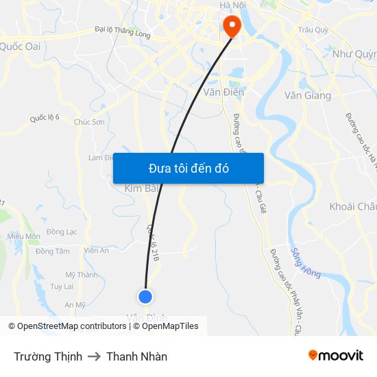 Trường Thịnh to Thanh Nhàn map