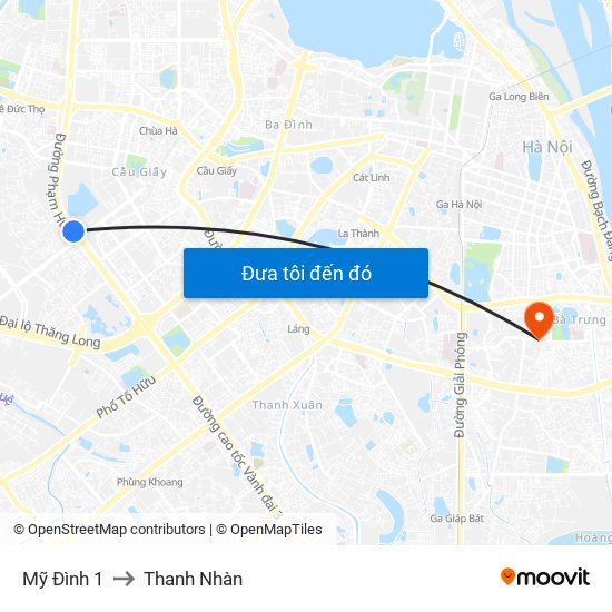 Mỹ Đình 1 to Thanh Nhàn map