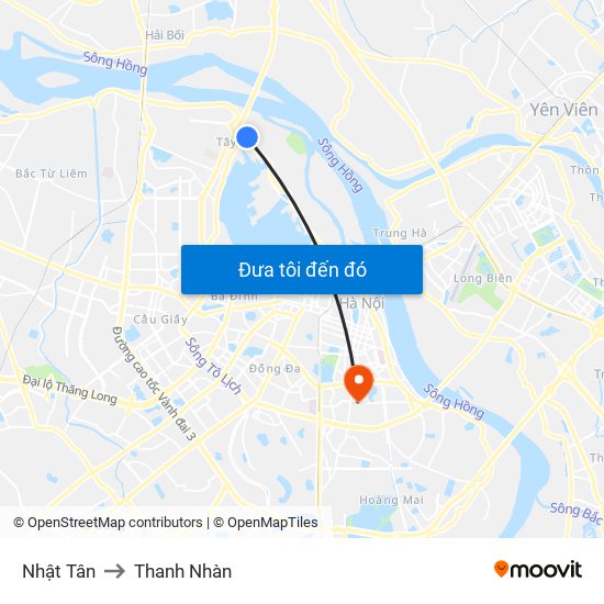 Nhật Tân to Thanh Nhàn map