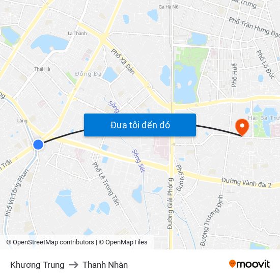 Khương Trung to Thanh Nhàn map