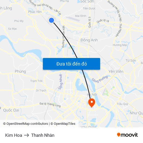 Kim Hoa to Thanh Nhàn map