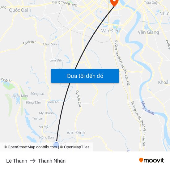 Lê Thanh to Thanh Nhàn map