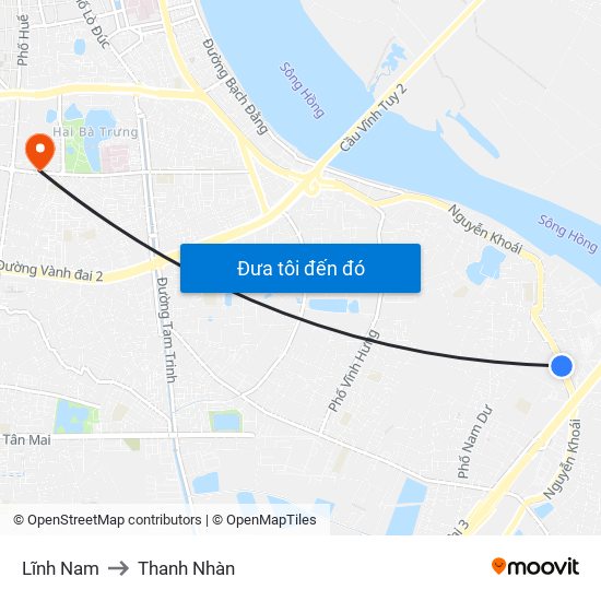 Lĩnh Nam to Thanh Nhàn map