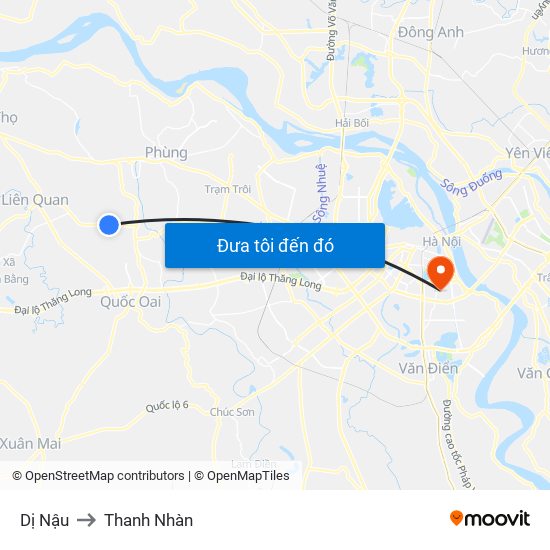 Dị Nậu to Thanh Nhàn map