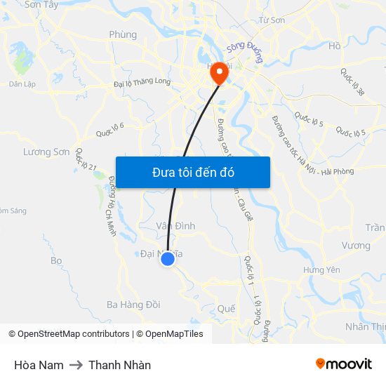 Hòa Nam to Thanh Nhàn map