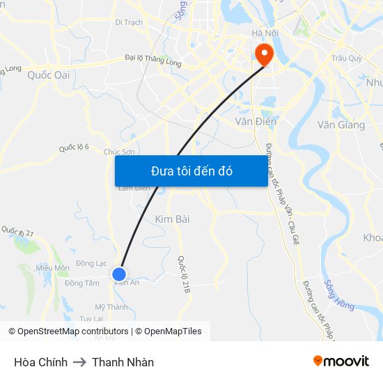 Hòa Chính to Thanh Nhàn map