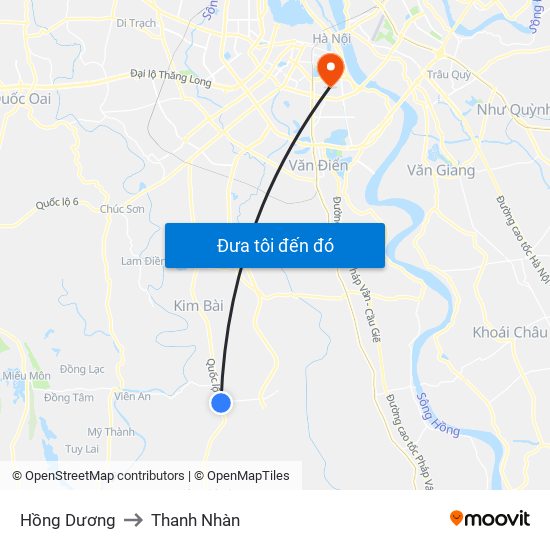 Hồng Dương to Thanh Nhàn map