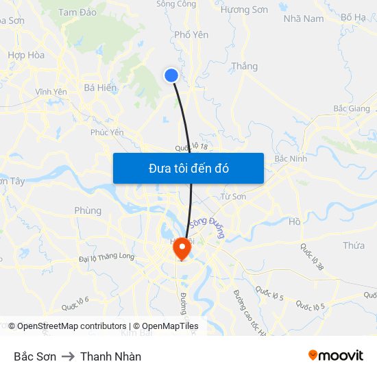 Bắc Sơn to Thanh Nhàn map