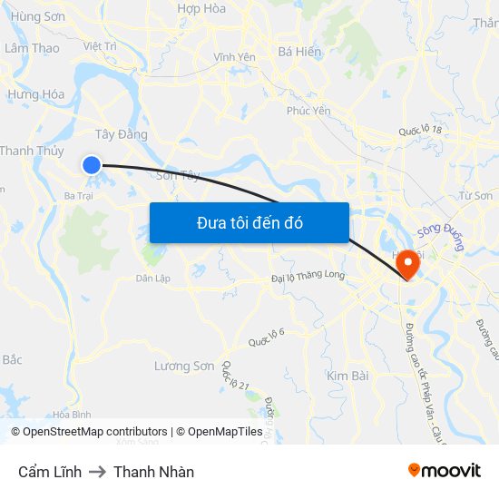 Cẩm Lĩnh to Thanh Nhàn map